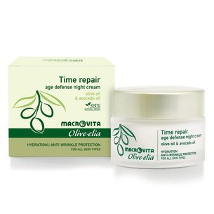 MACROVITA Olive.elia Time Repair naturalny krem przeciwzmarszczkowy na noc z bio-oliwą i awokado wszystkie rodzaje cery 50ml